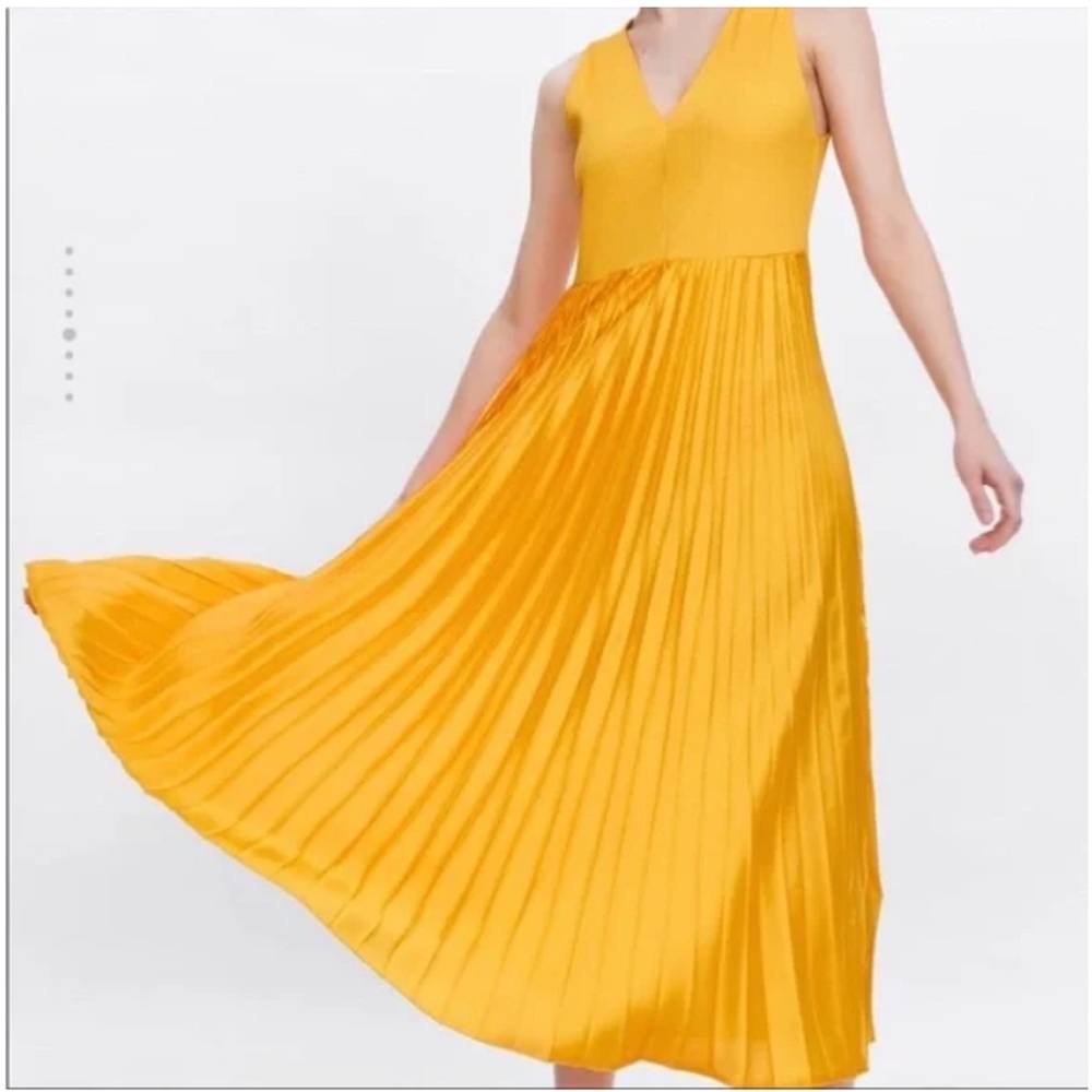 ZARA Yellow Pleated Dress